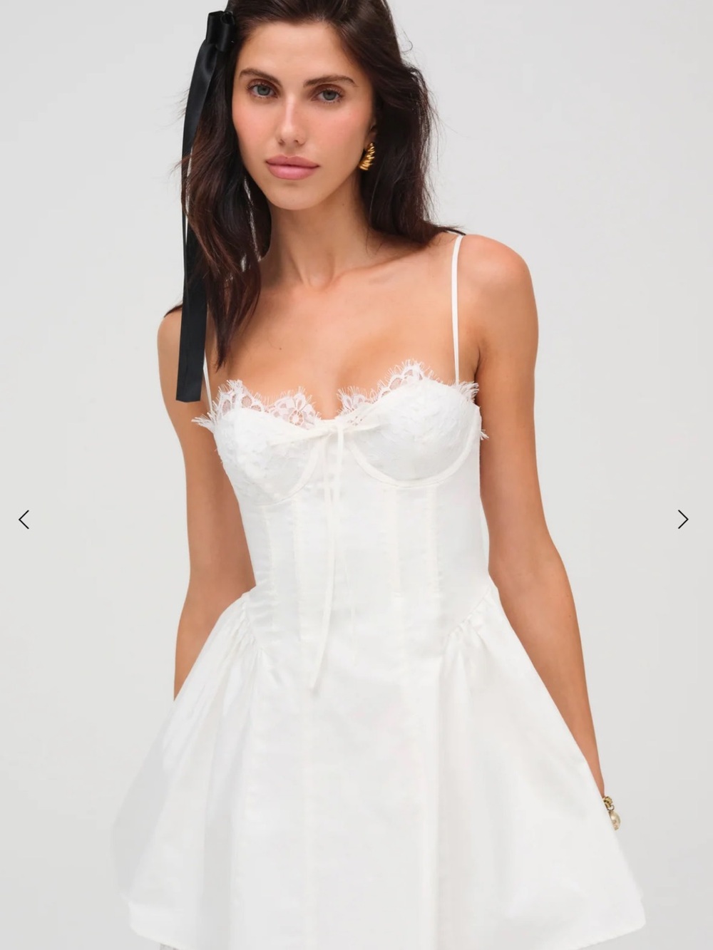 For Love & Lemons White Lace Bustier Mini Dress